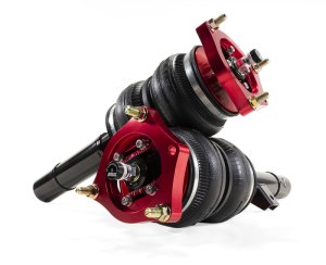 Honda Accord Air Suspension Kit - Front - Air Lift - Double-bellow air springs over monotube, threaded-body struts with 30 levels of damping adjustability and adjustable camber plates - Red-anodized - `18-`19